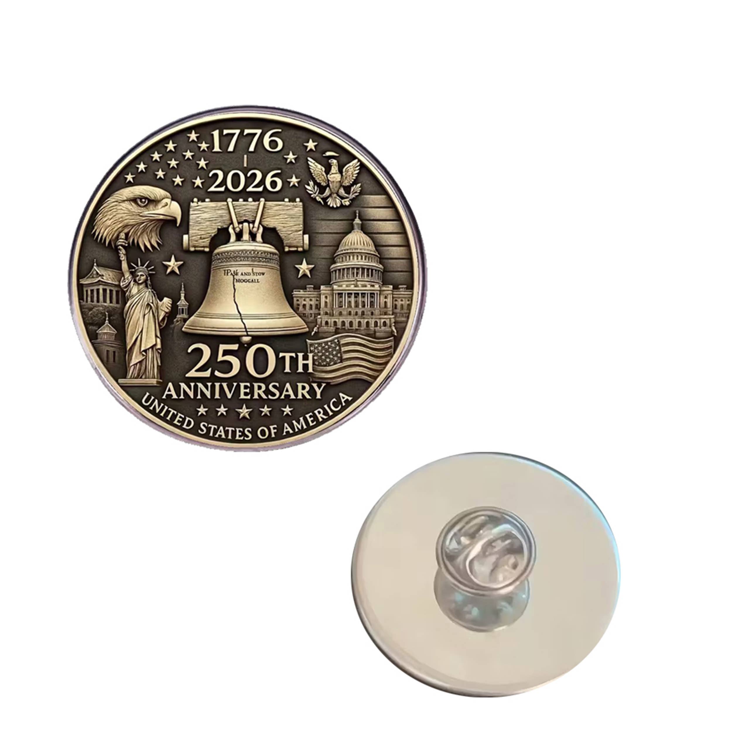 1776 to 2026 USA 250th Anniversary Bronze Commemorative Pin