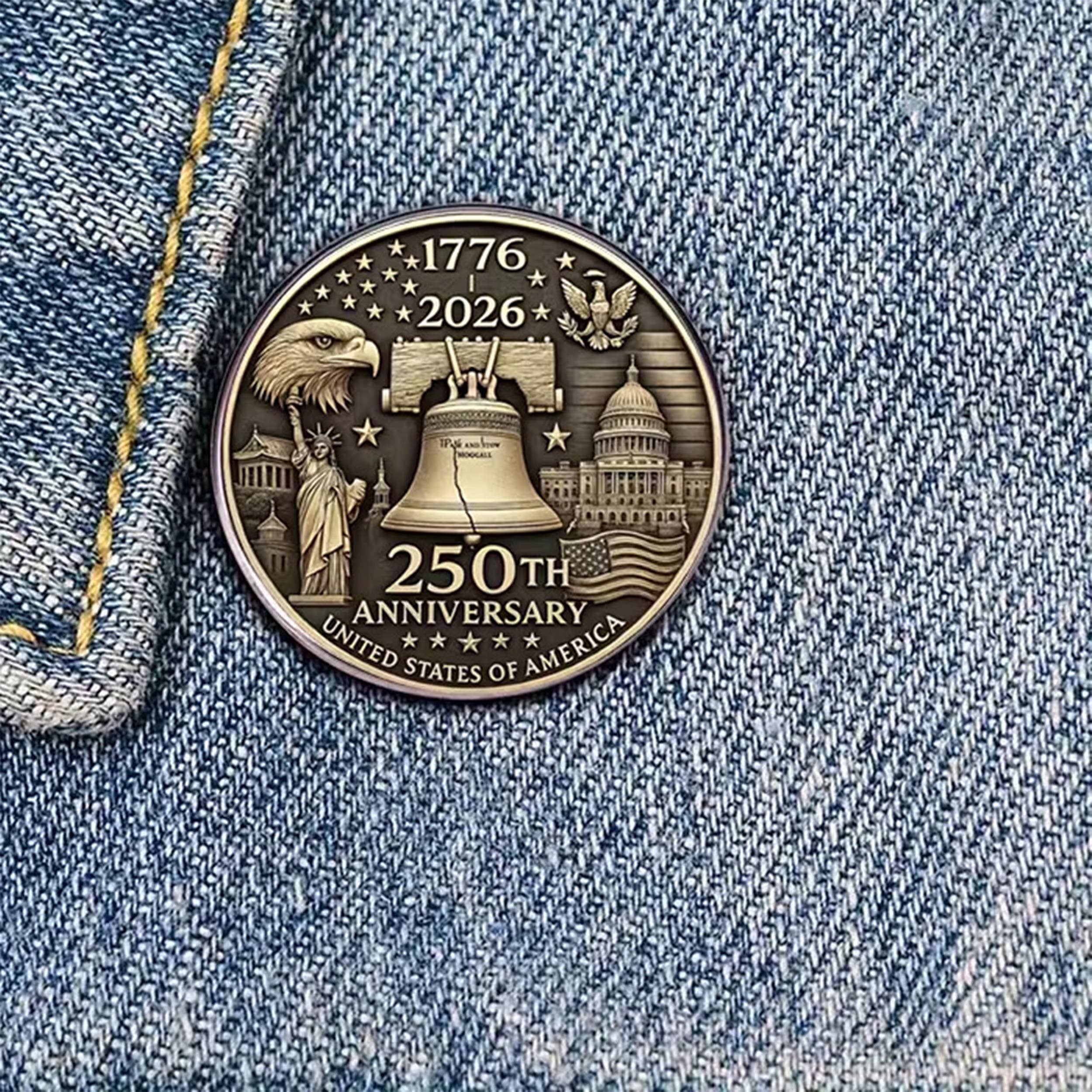 1776 to 2026 USA 250th Anniversary Bronze Commemorative Pin