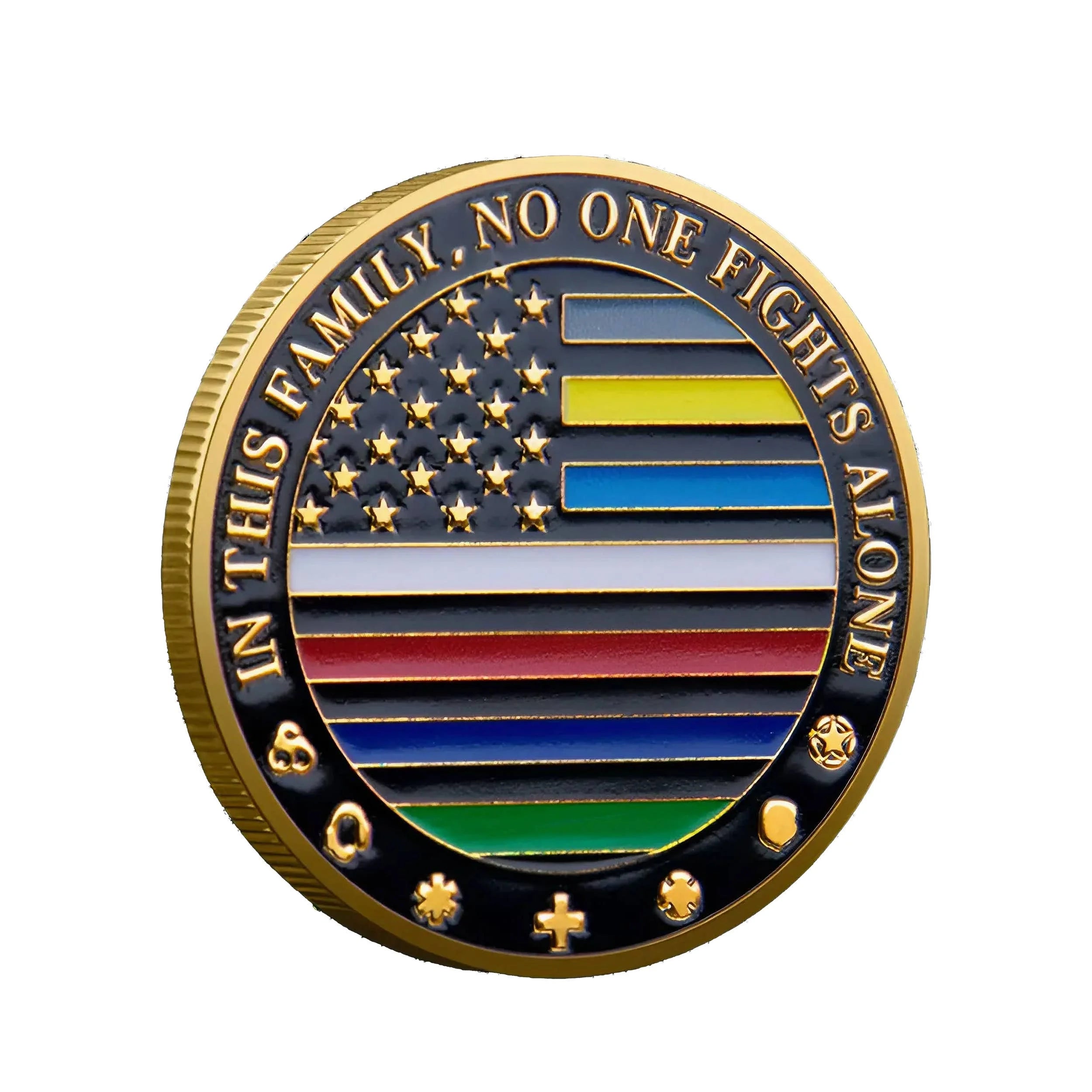 First Responders Military Thin Line Values Challenge Gold Pl