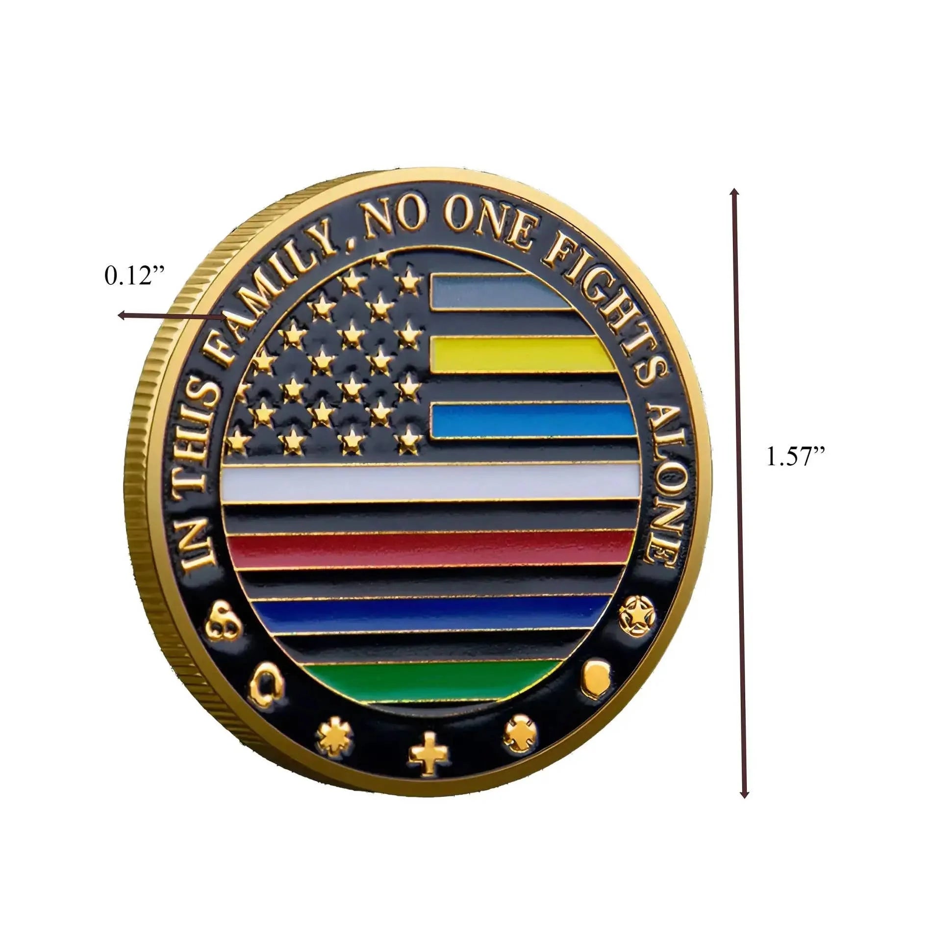 First Responders Military Thin Line Values Challenge Gold Pl