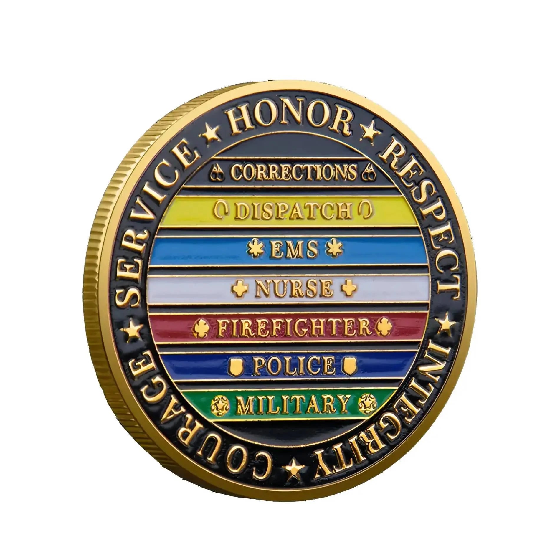 First Responders Military Thin Line Values Challenge Gold Pl