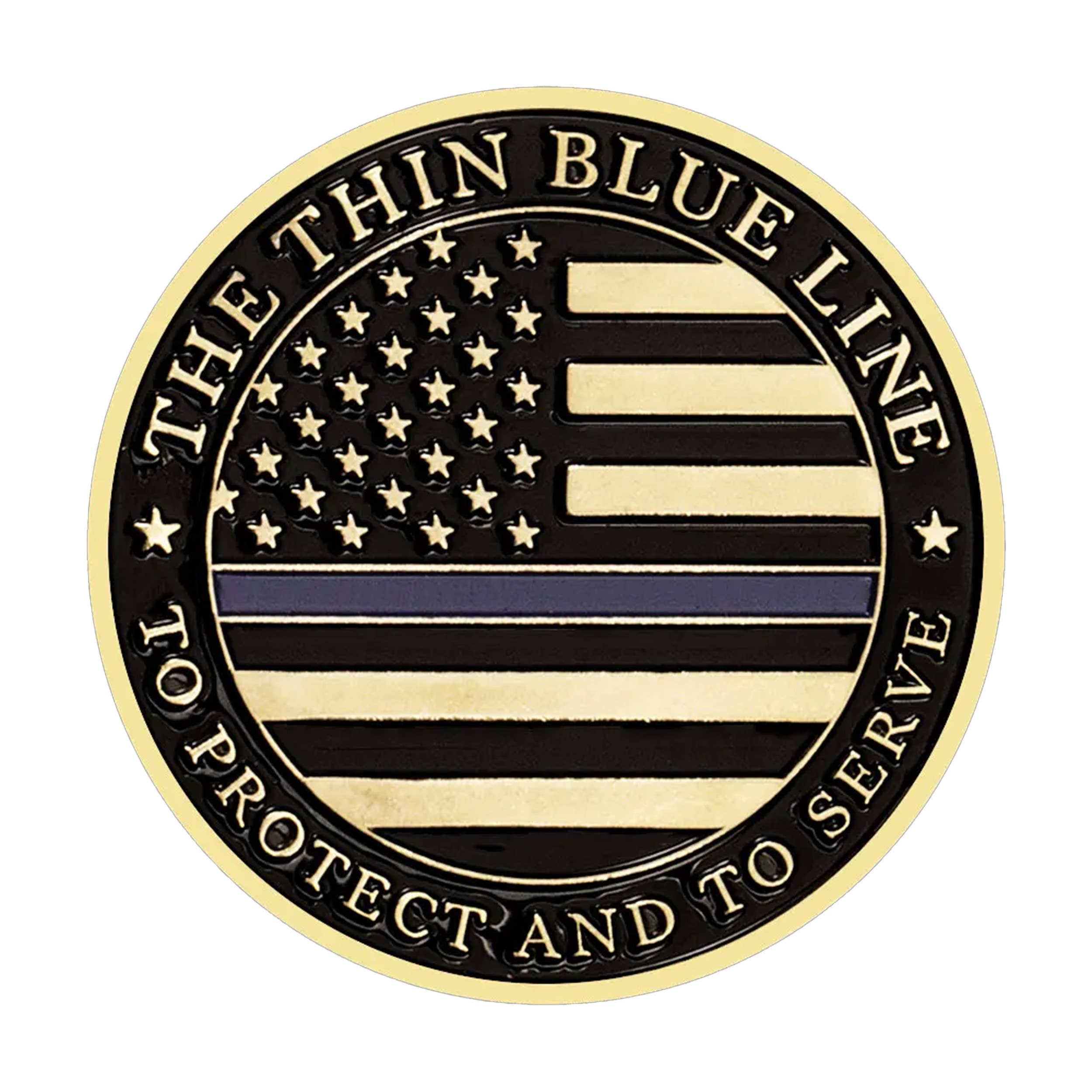 Thin Blue Line United States Police Officer Badge Coin
