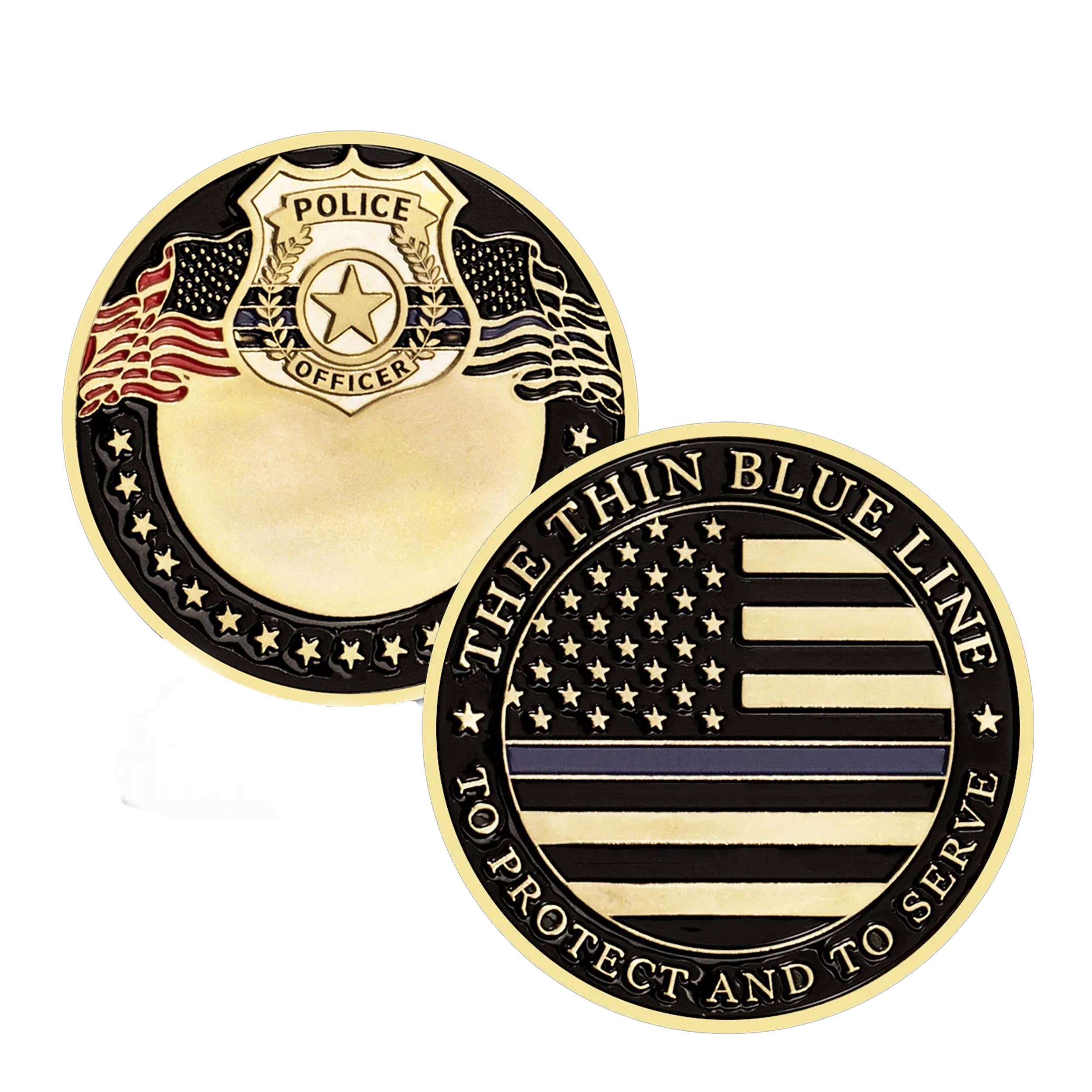 Thin Blue Line United States Police Officer Badge Coin