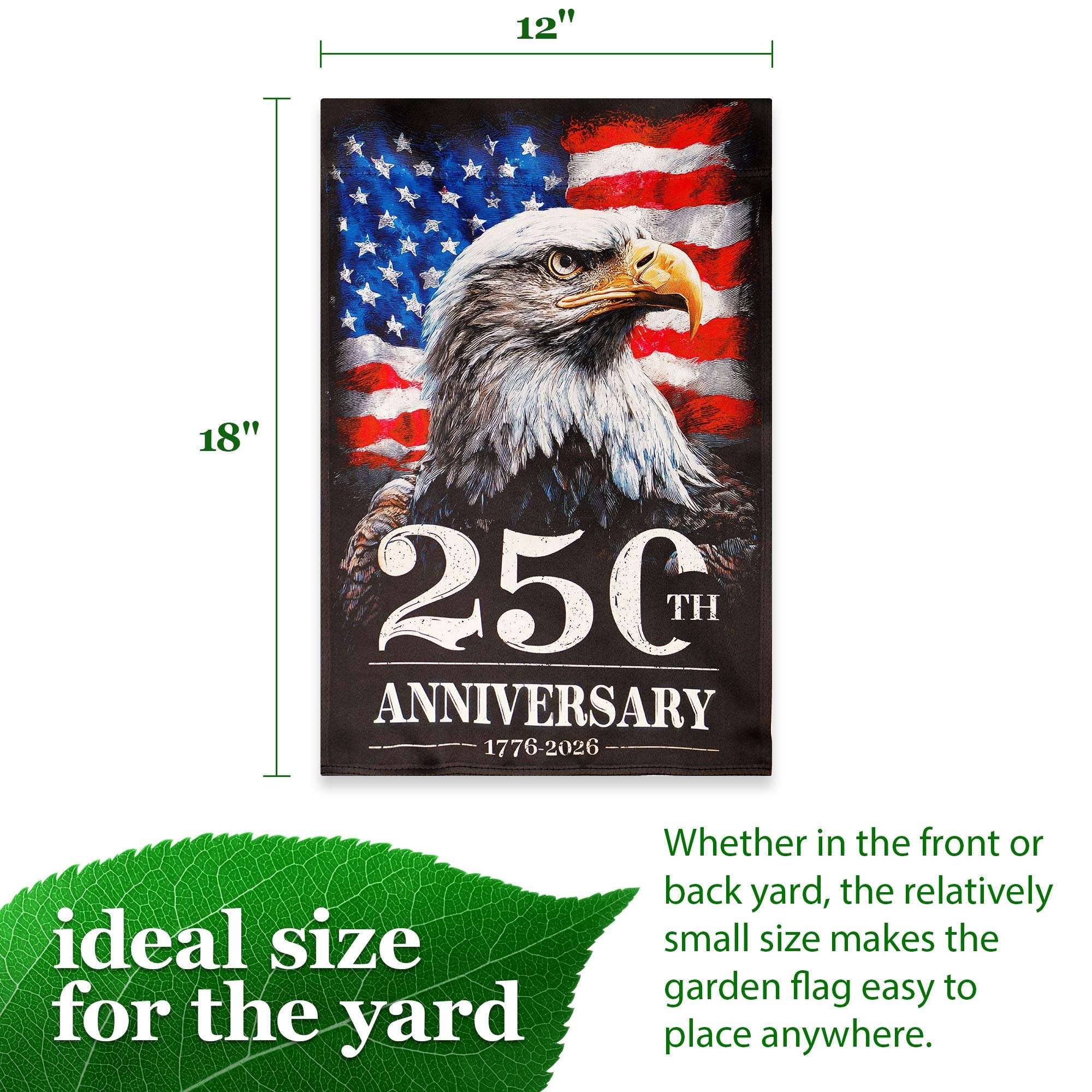 USA 250th Anniversary American Bald Eagle Garden Flag 12x18