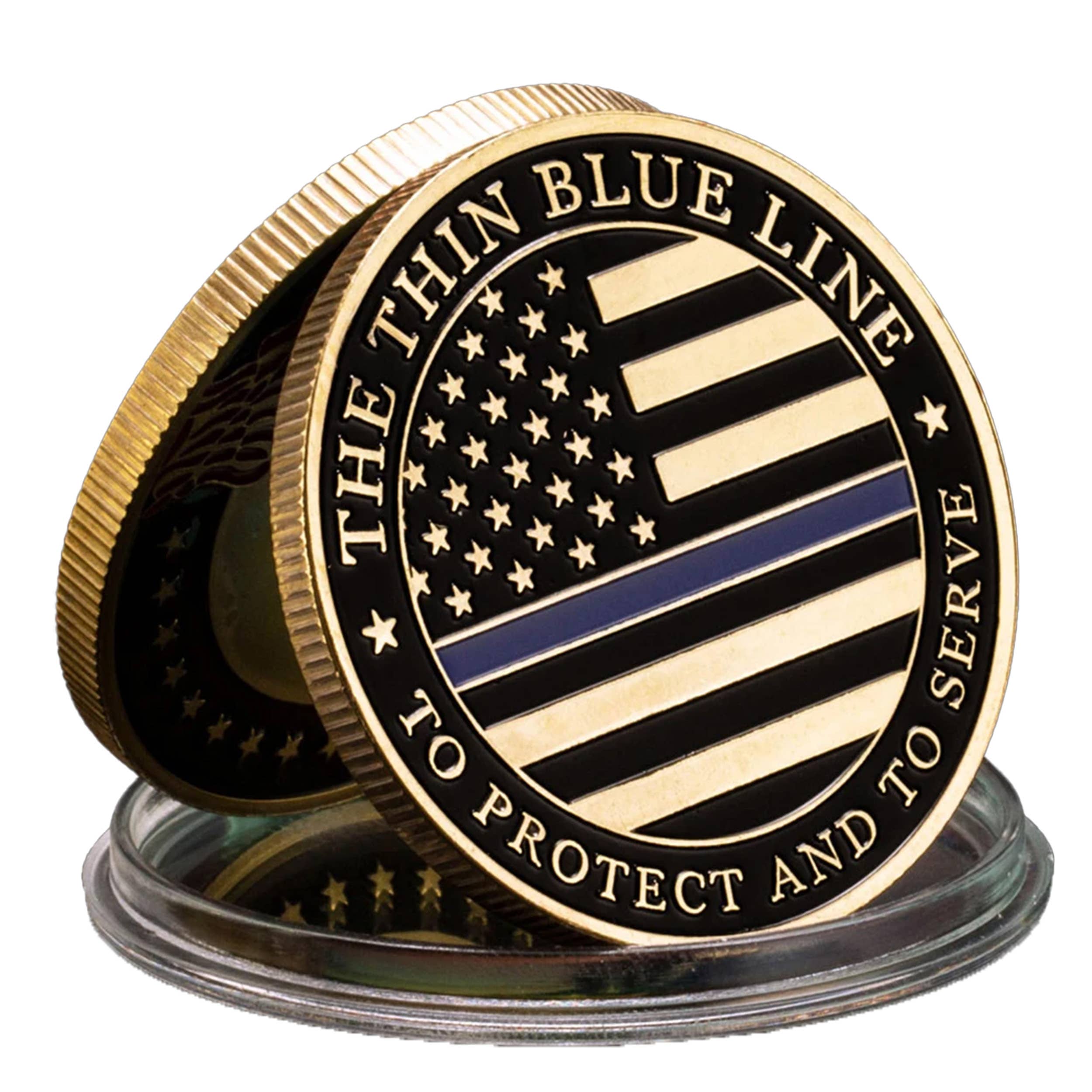 Thin Blue Line United States Police Officer Badge Coin