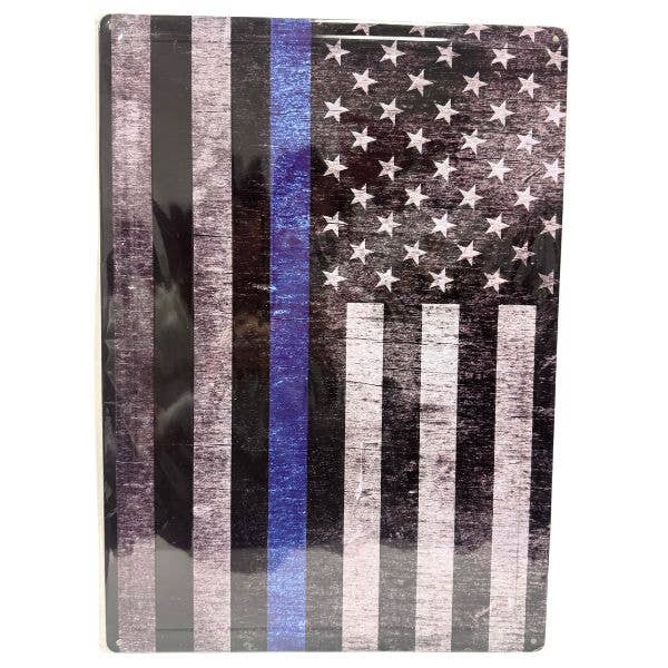 Tin Signs - #61532 - 12"x17" Metal Signs - Blue Line Flag