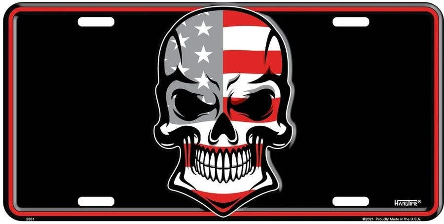 Skull and Flag - License Plate