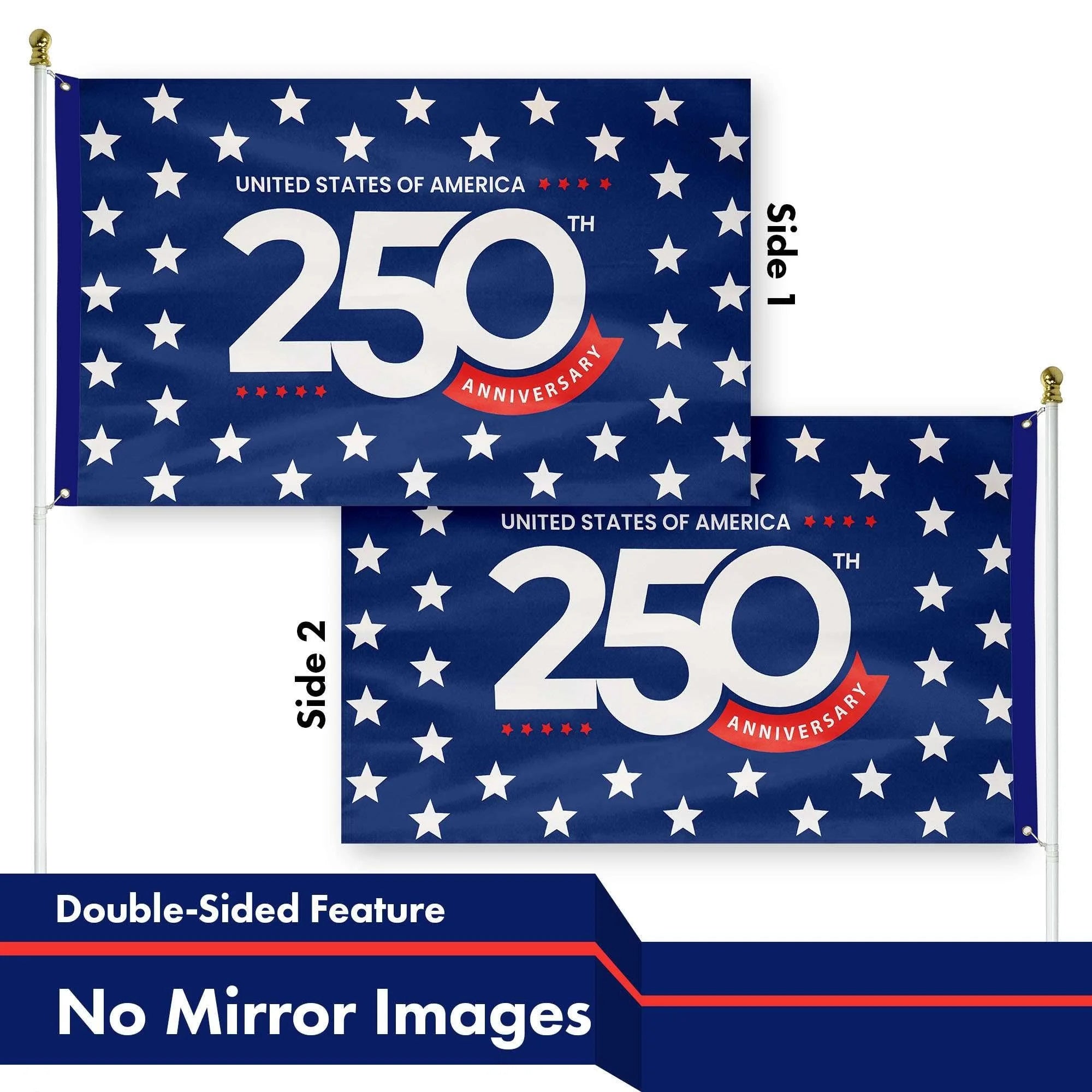 USA 250th Anniversary Stars Flag Printed 3x5Ft Double Sided