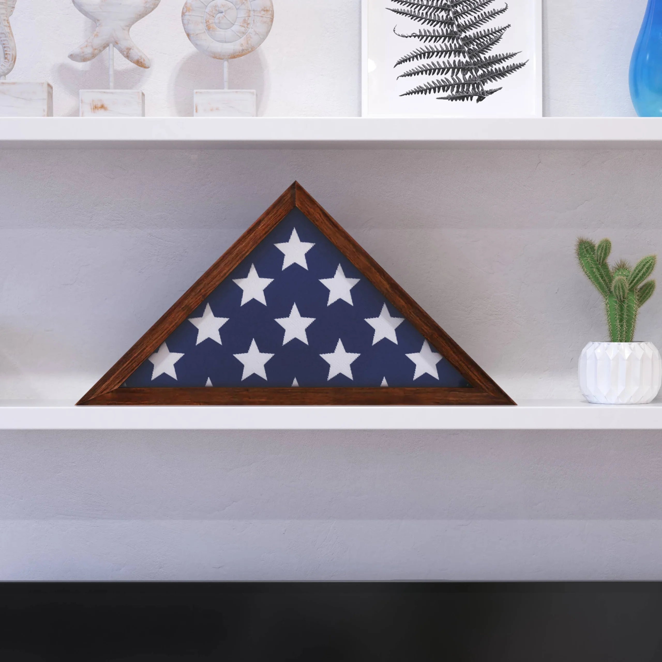 HBCY Rustic Brown Display Case for 9.5 x 5 Veteran Flag