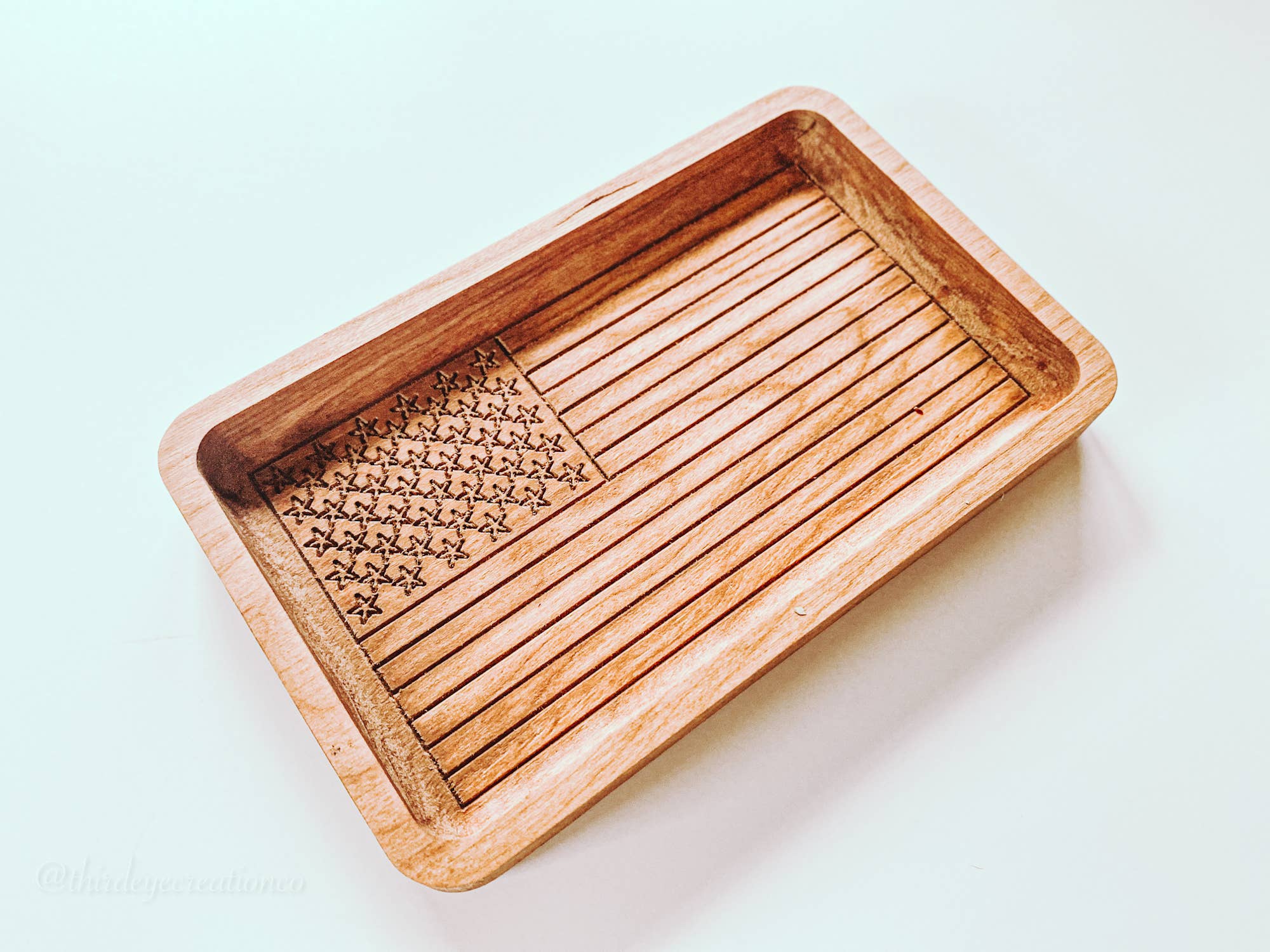 Hardwood American Flag Catchall Tray