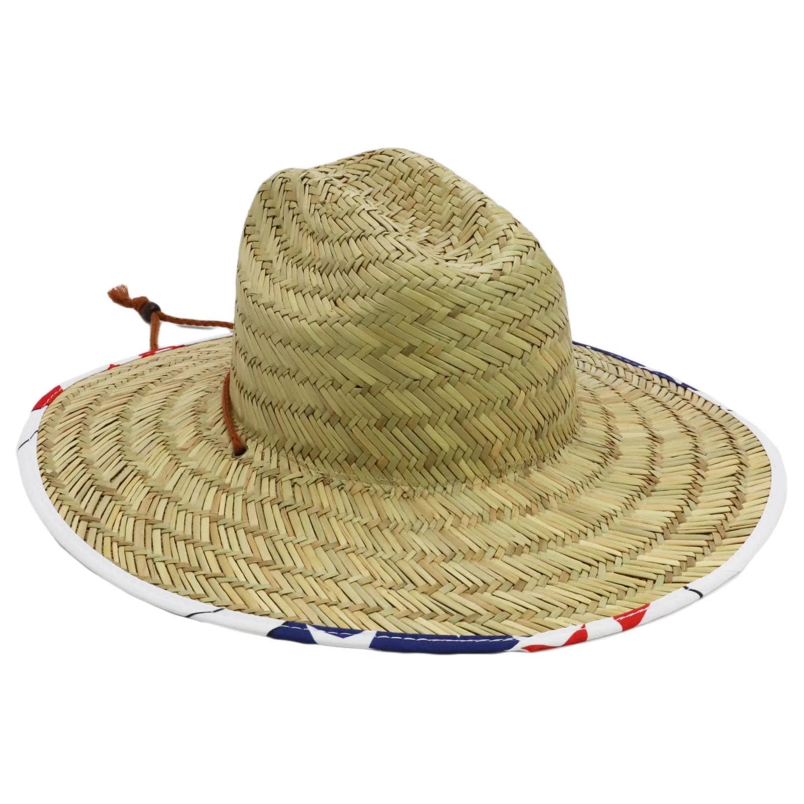 American Flag Under Brim Rush Straw Lifeguard Hat
