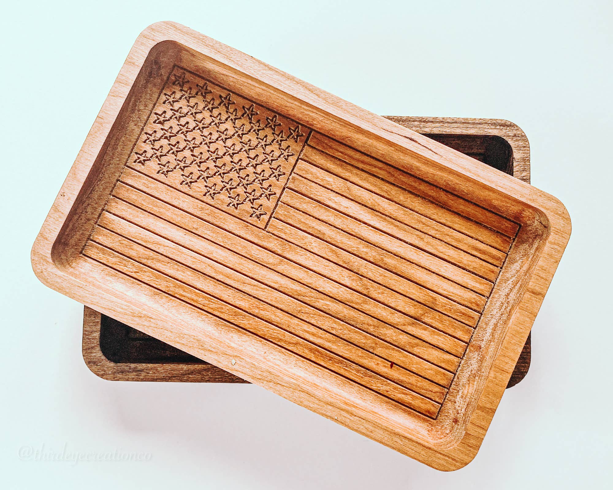 Hardwood American Flag Catchall Tray