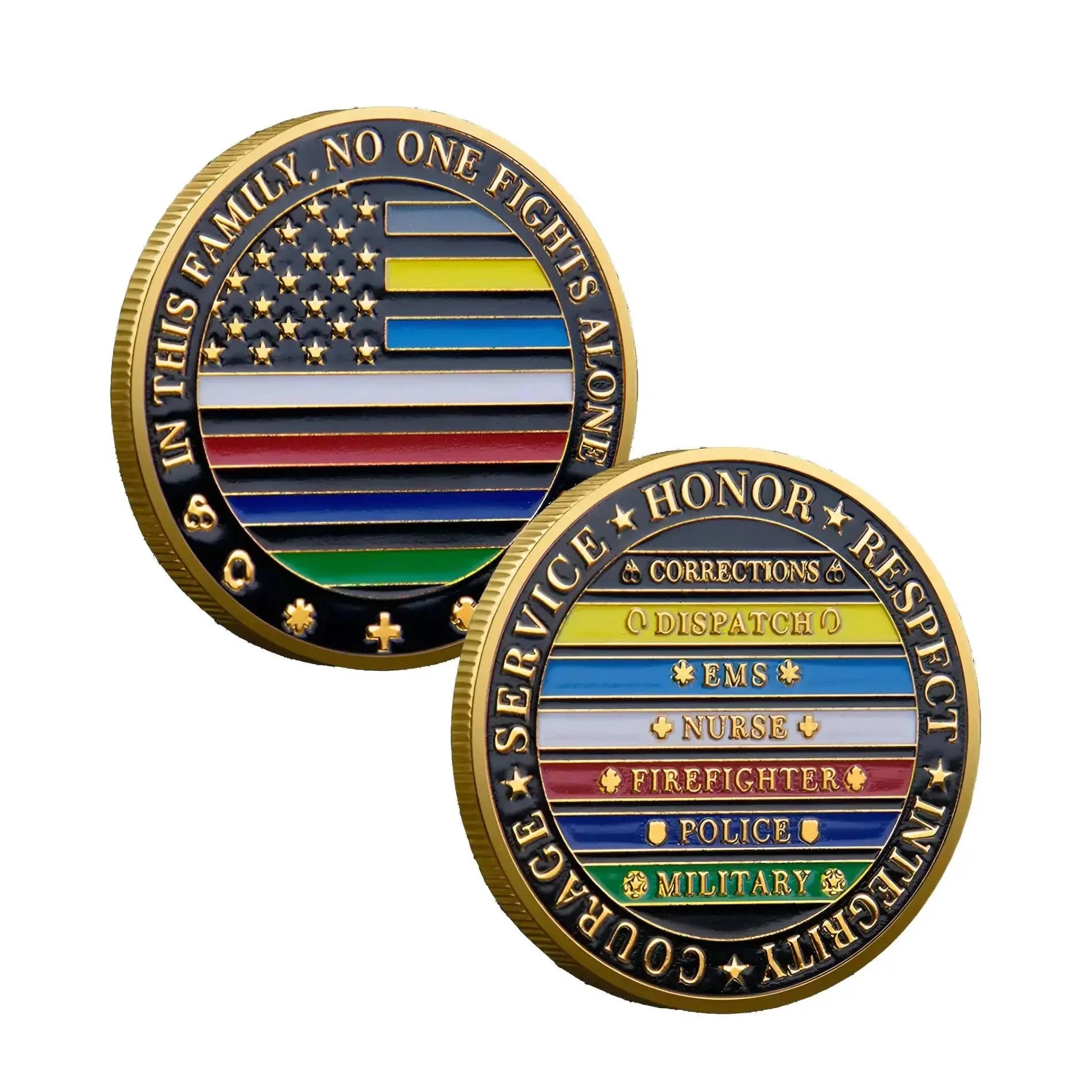 First Responders Military Thin Line Values Challenge Gold Pl