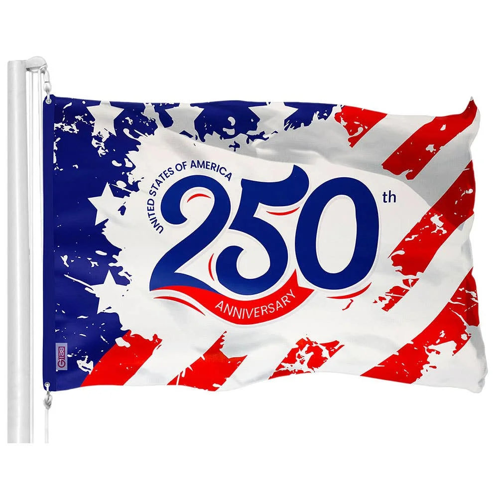 USA 250th Anniversary Red Stripes Flag 3x5Ft Double Sided