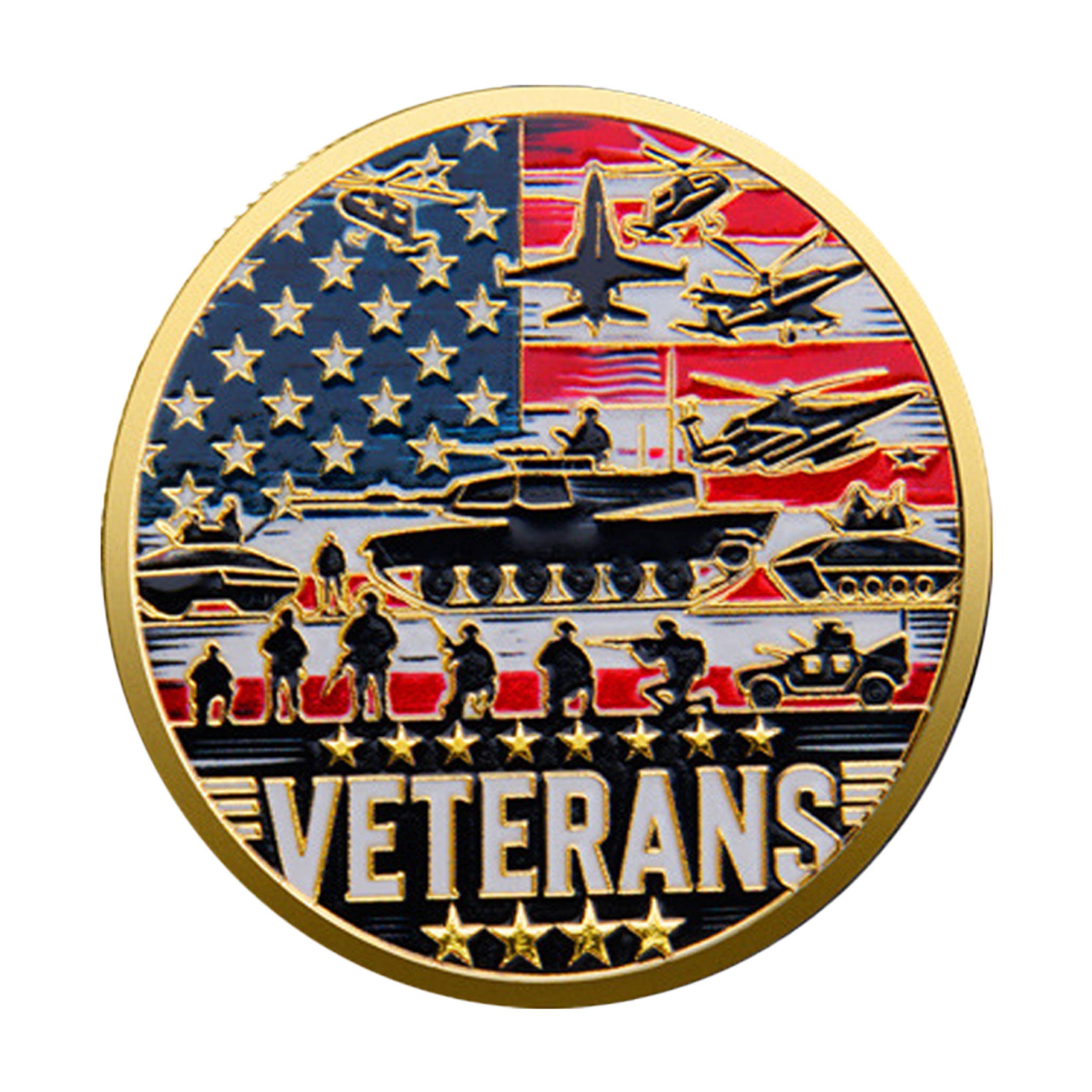 Proud Military Veteran Challenge Gold Plated Coin