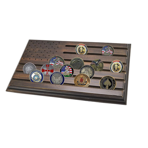 12X7" Coin Display Military Challenge Holder Poker Casino Chip American Flag 10123