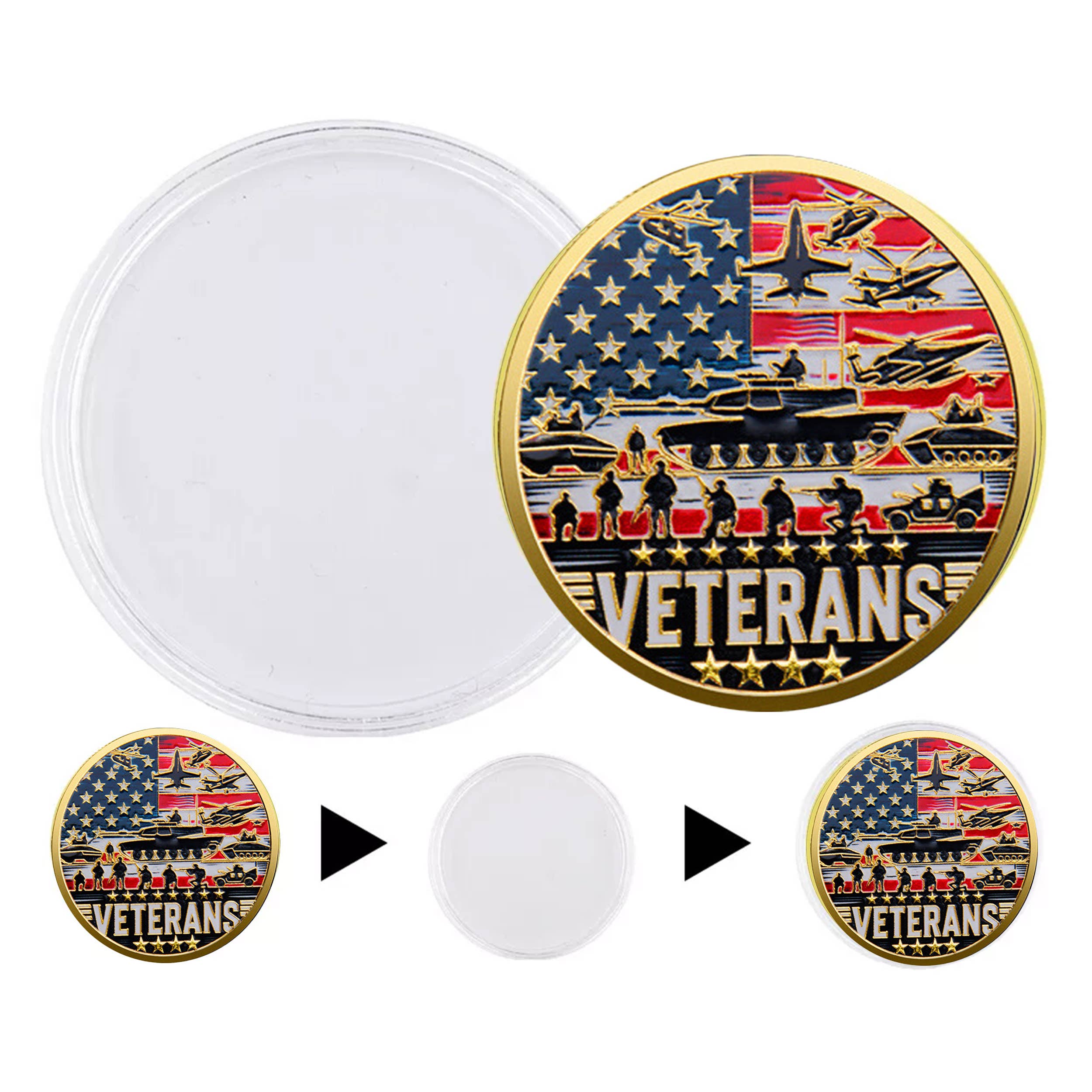 Proud Military Veteran Challenge Gold Plated Coin