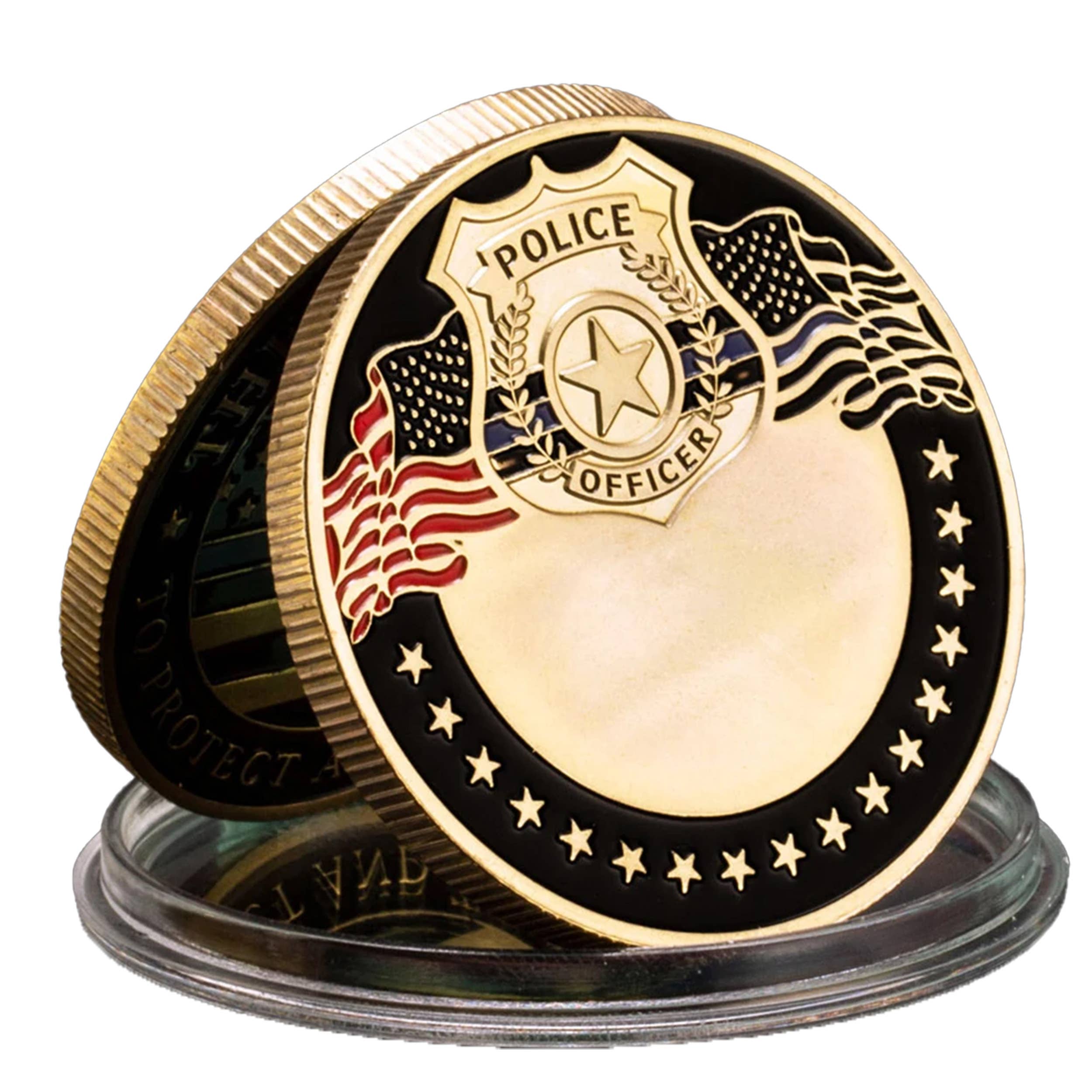 Thin Blue Line United States Police Officer Badge Coin