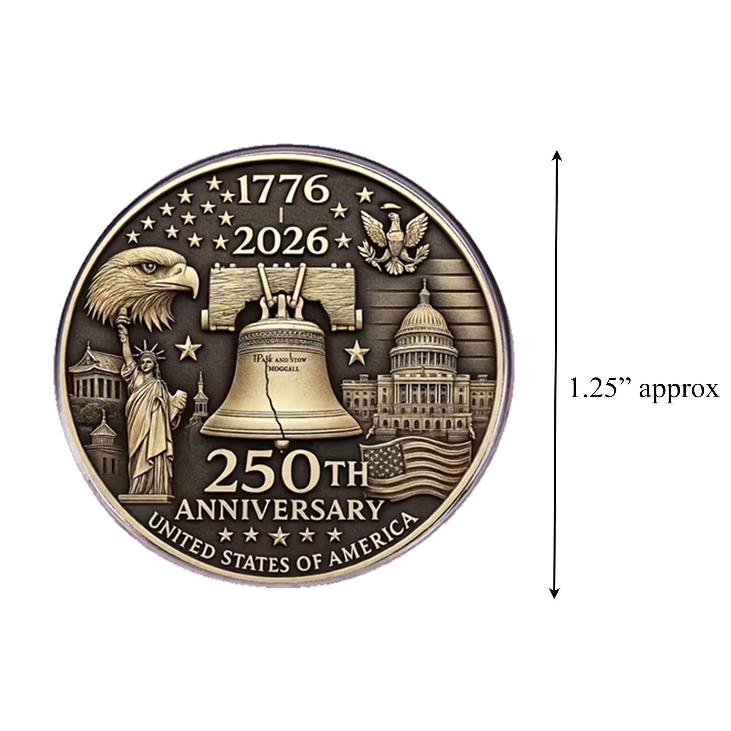 1776 to 2026 USA 250th Anniversary Bronze Commemorative Pin